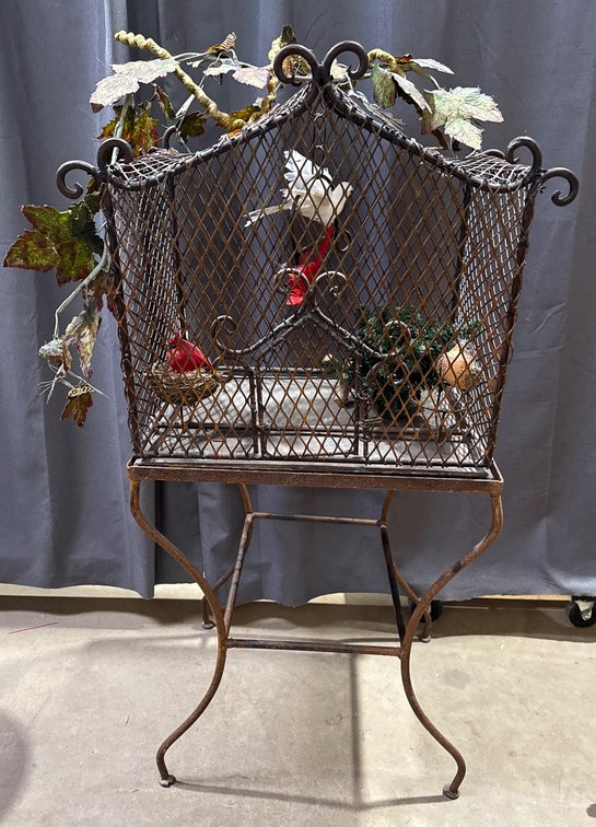 Metal Bird Cage with Stand, 44 Inches Tall
