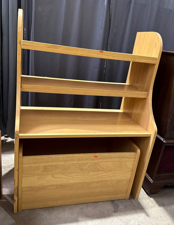 Wooden Shelf Unit with Built-in Storage, 34 x 20 x 45 Inches