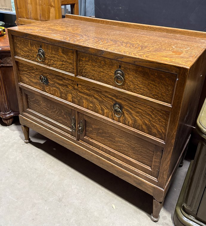 Wooden Chest of Drawers with Two Drawers and Cabinet, 39 x 19 x 32 Inches