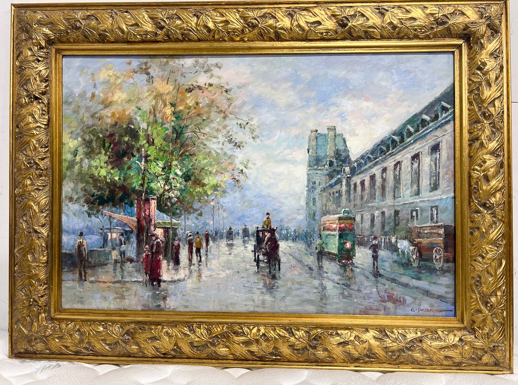 Signed G. Paterson City Scene Painting