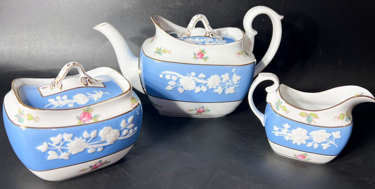 Spode Copelands China Maritime Rose Tea Set With Teapot, Creamer, and Sugar Bowl