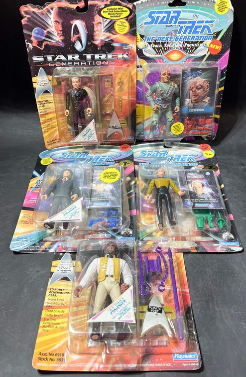 5 Star Trek Action Figures by Playmates in Original Packaging