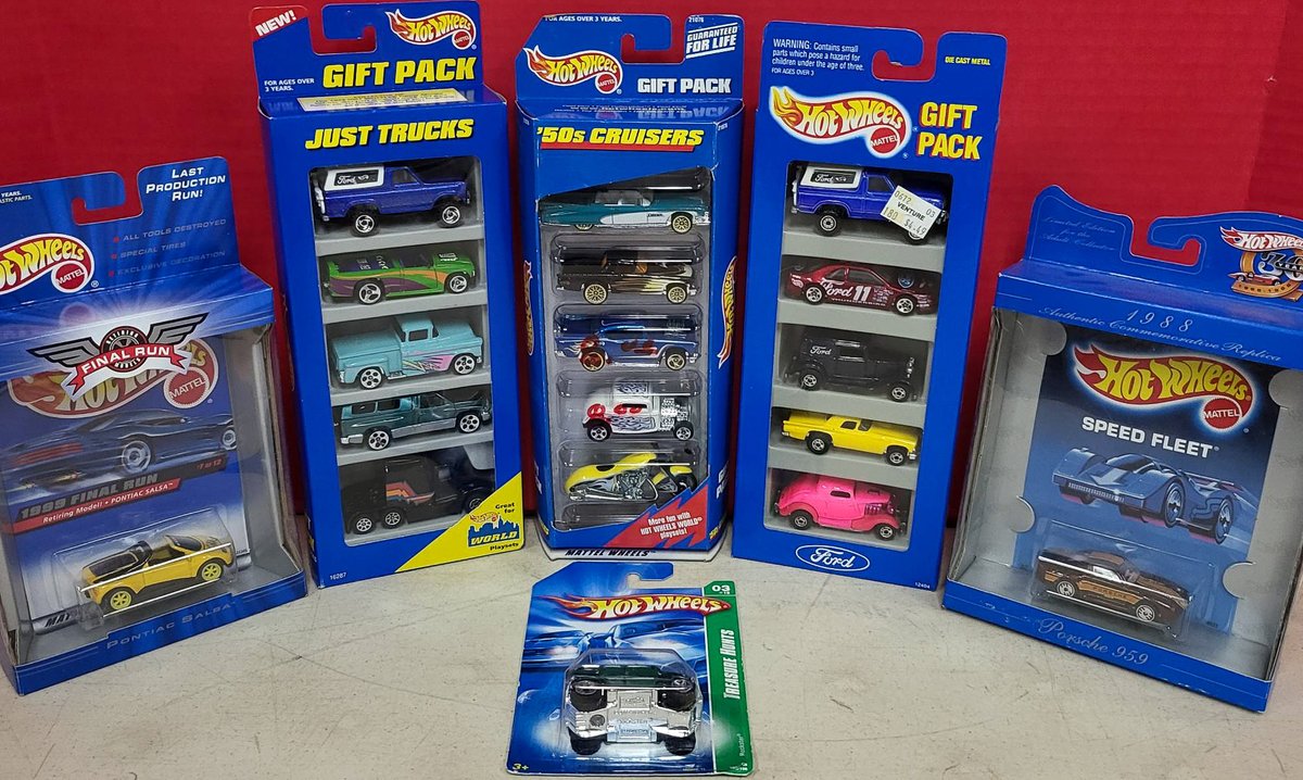 3 Hot Wheels Gift Packs, 2 Final Run Models, and 1 Treasure Hunt Collectible