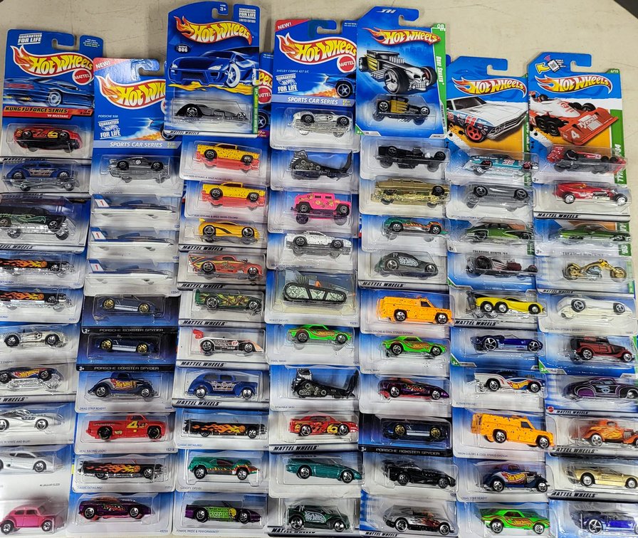 72 Hot Wheels Die-Cast Cars in Original Packaging