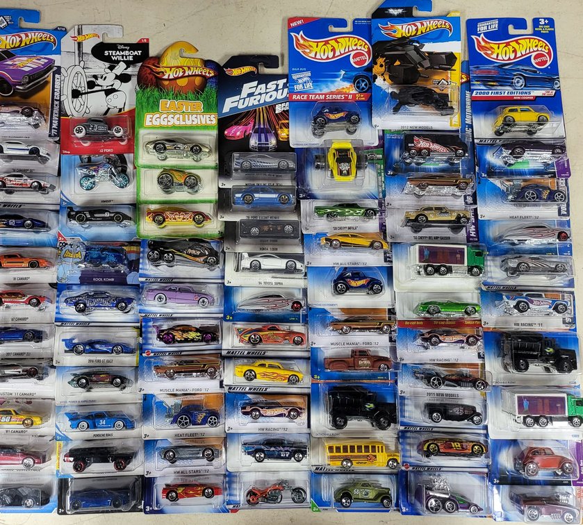 72 Hot Wheels Die-Cast Cars in Original Packaging