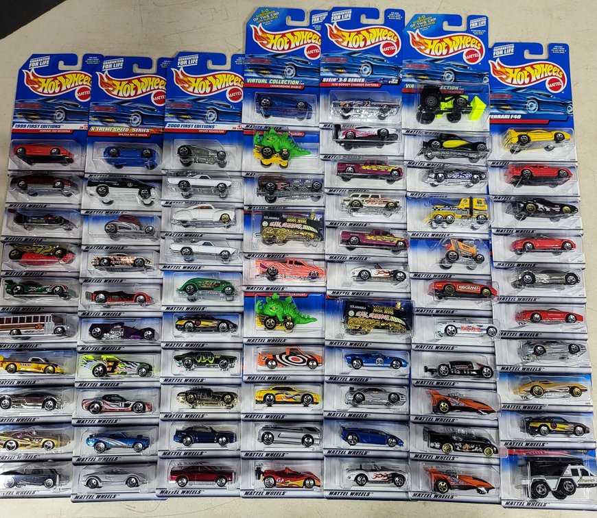 72 Hot Wheels Die-Cast Cars in Original Packaging