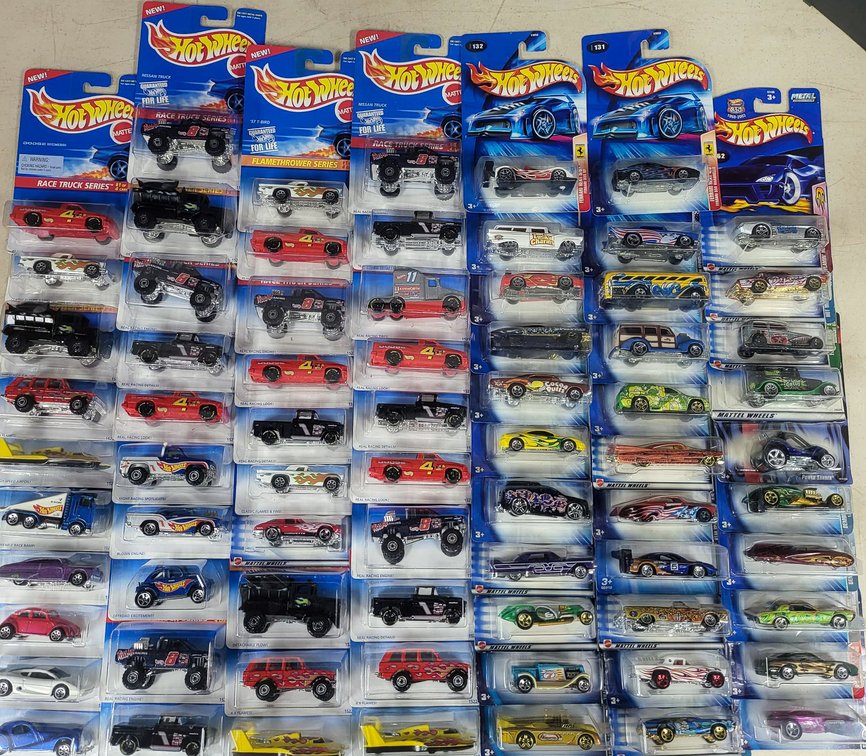 72 Hot Wheels Die-Cast Cars in Original Packaging