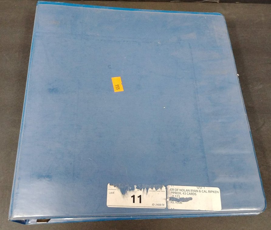 Blue Binder with Baseball Cards and Protective Sleeves