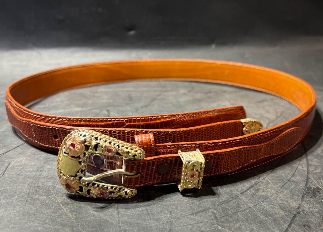 Tom Taylor Lizard Belt with Sterling Buckle