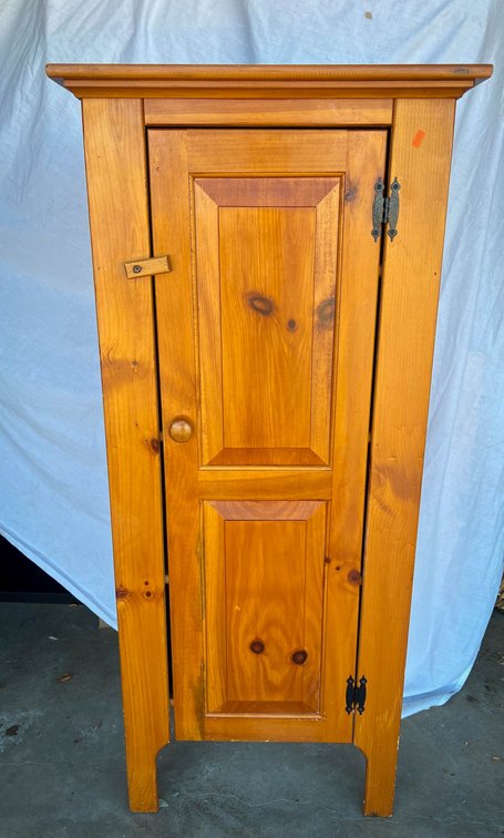 Wooden Pine Single-Door Cabinet with Four Interior Shelves