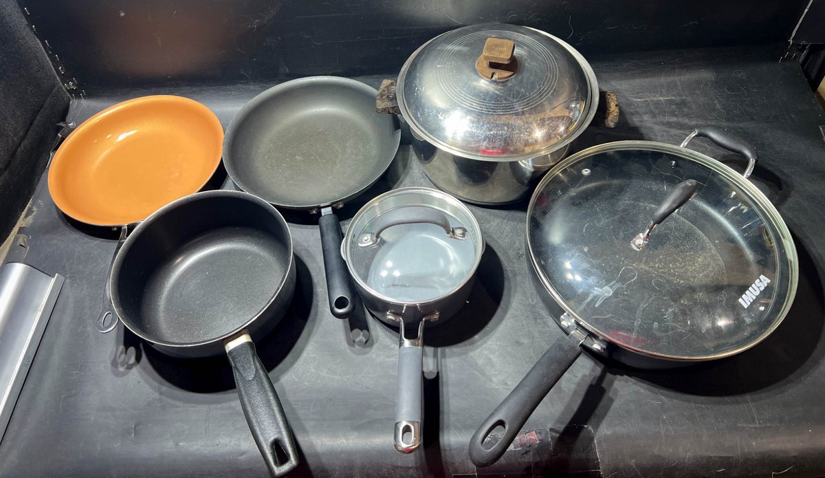 Cookware Lot Including Red Copper, Tramontina, and Others
