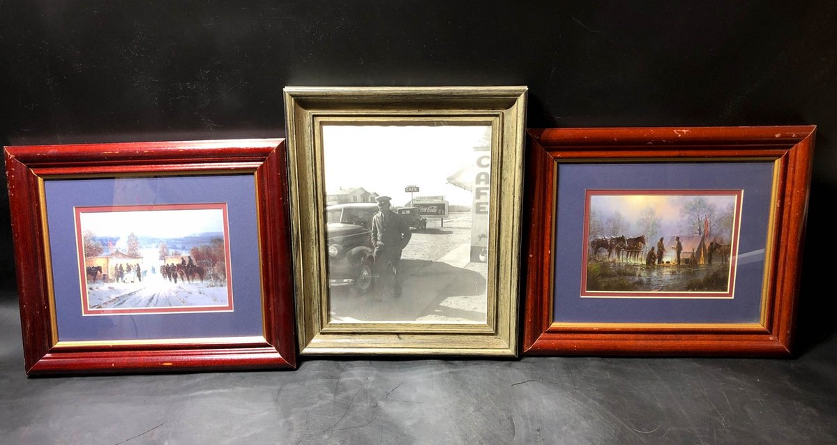 3 Framed Artwork Pieces, Including Scenic and Historical Themes
