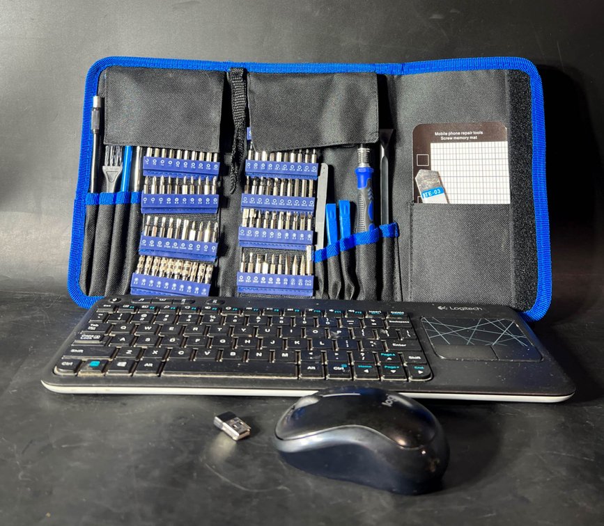 Logitech Wireless Keyboard, Mouse, and Precision Screwdriver Set