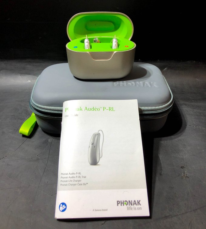 Phonak Audéo P-RL Hearing Aids with Charging Case and Accessories