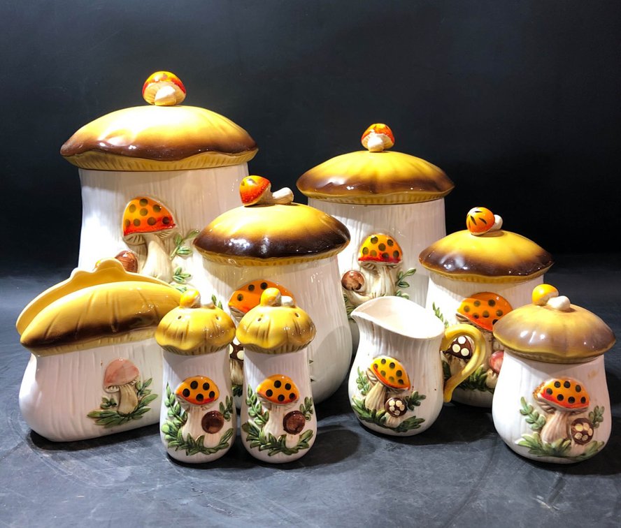 9-Piece Ceramic Mushroom Canister Set
