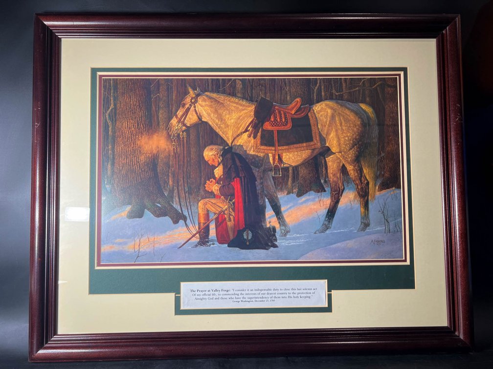 Framed Print of ‘The Prayer at Valley Forge’ by Arnold Friberg, 27×34 Inches