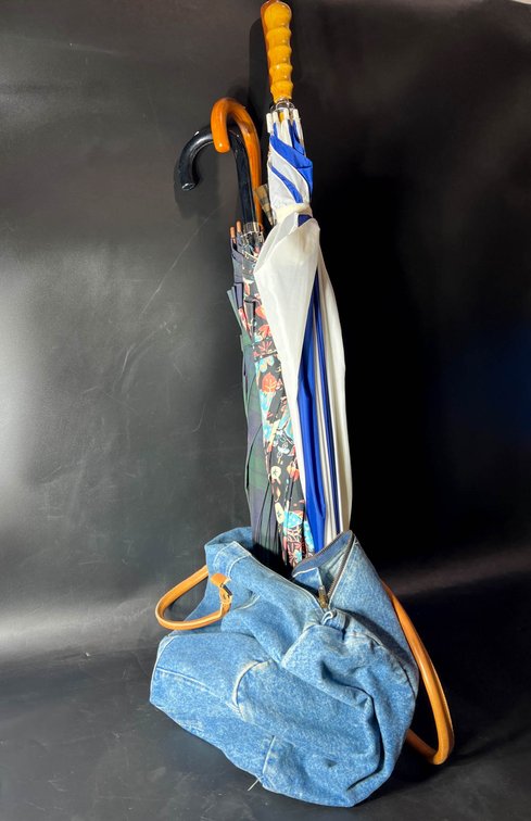 Umbrellas and a Gap Denim Bag with Leather Straps