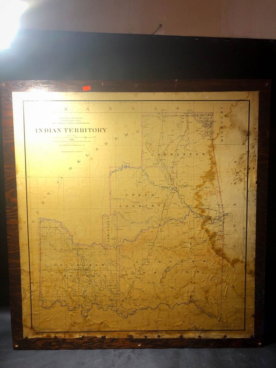 1891 Framed Map of Indian Territory by William Naylor