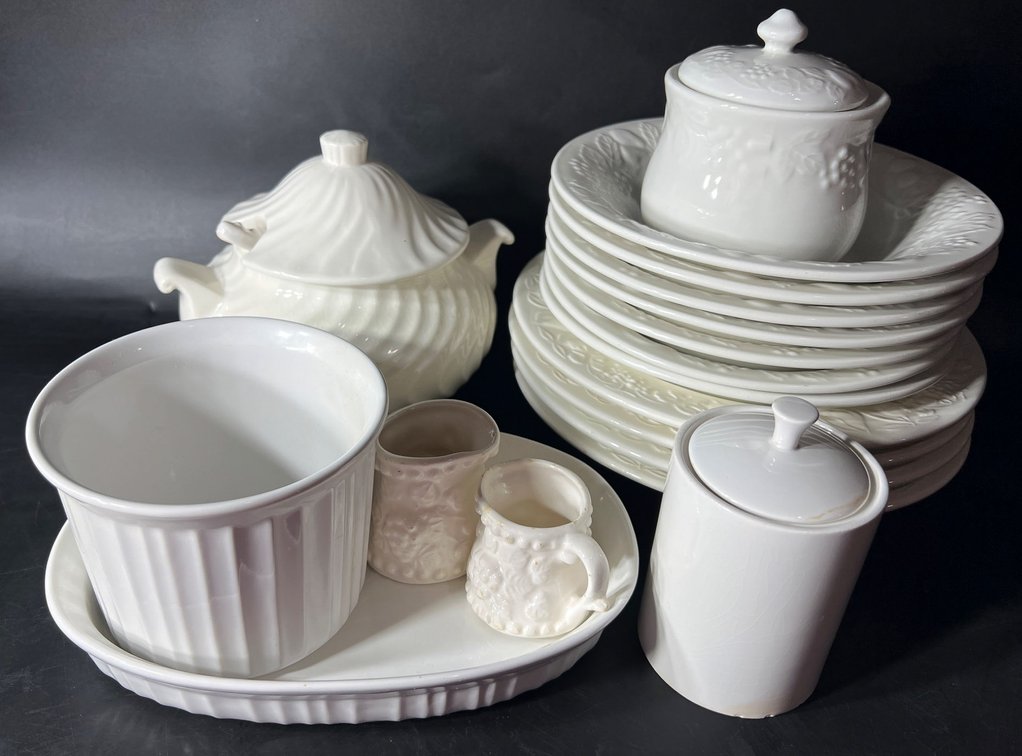 White Porcelain Dinnerware and Serveware Set