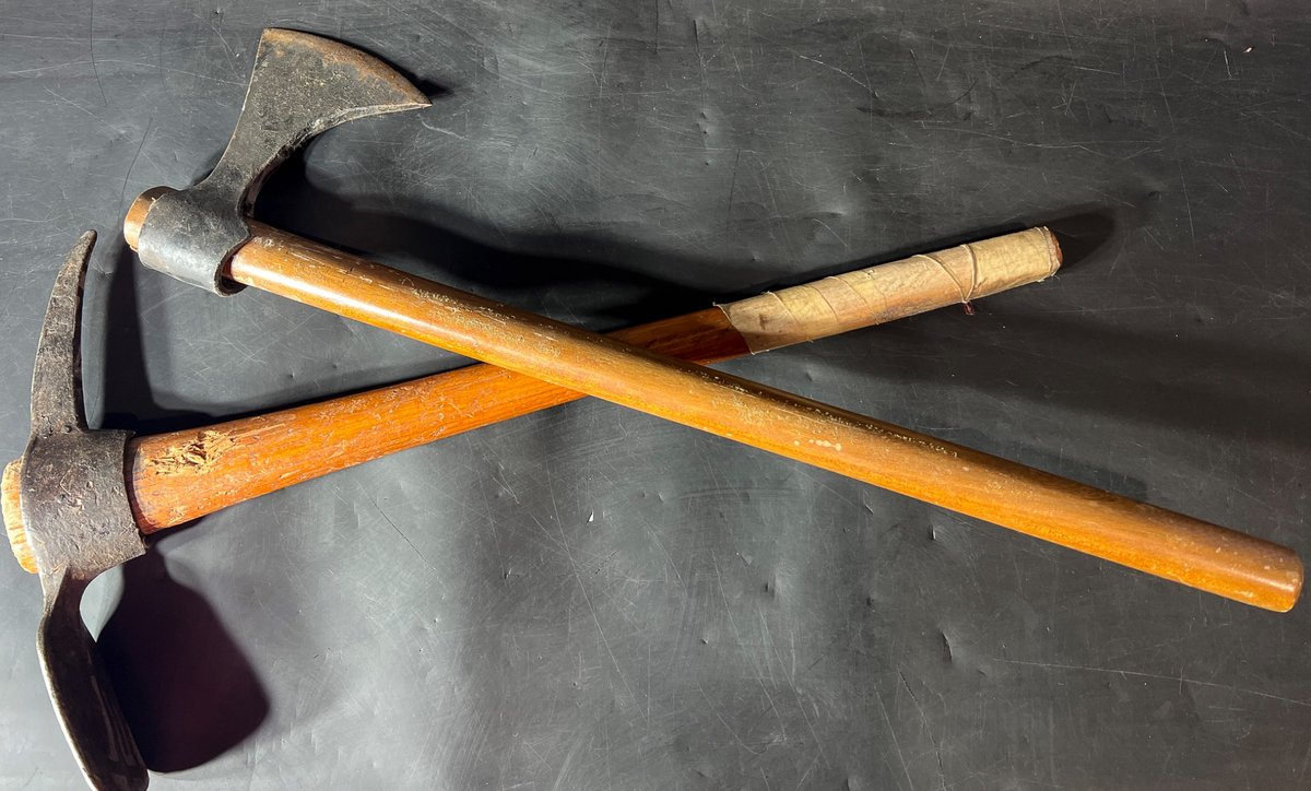 Vintage Wood-Handled Axes With Metal Heads