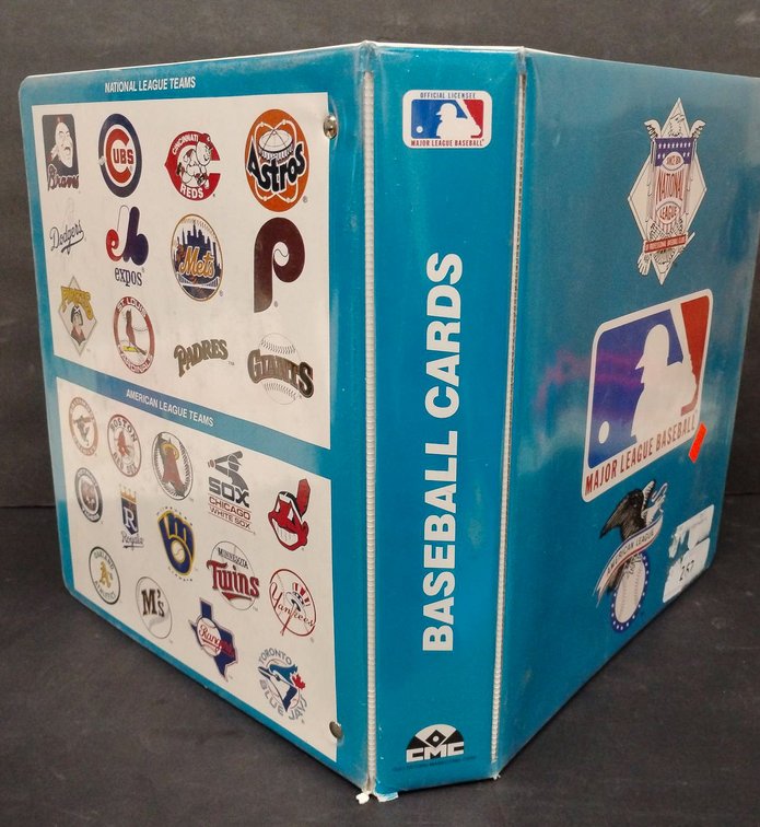 Binder of MLB and NFL Collectible Trading Cards in Plastic Pages