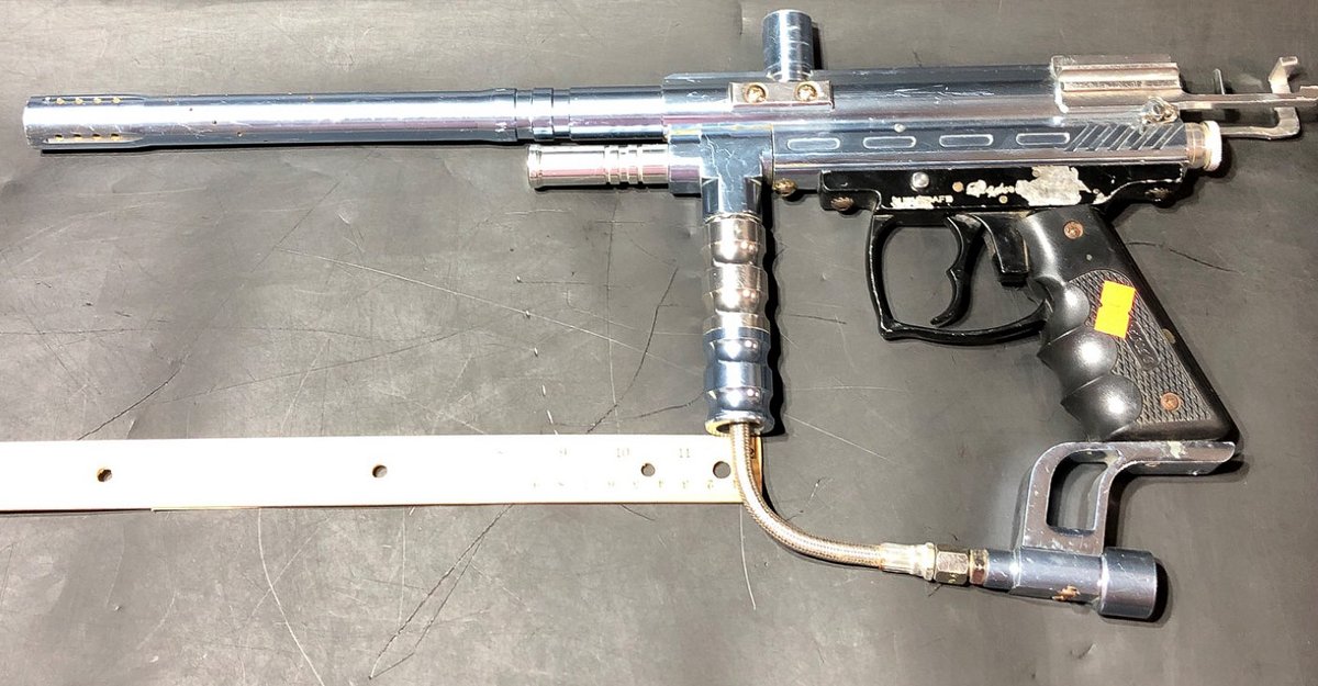 Custom Paintball Marker with Metallic Blue Finish