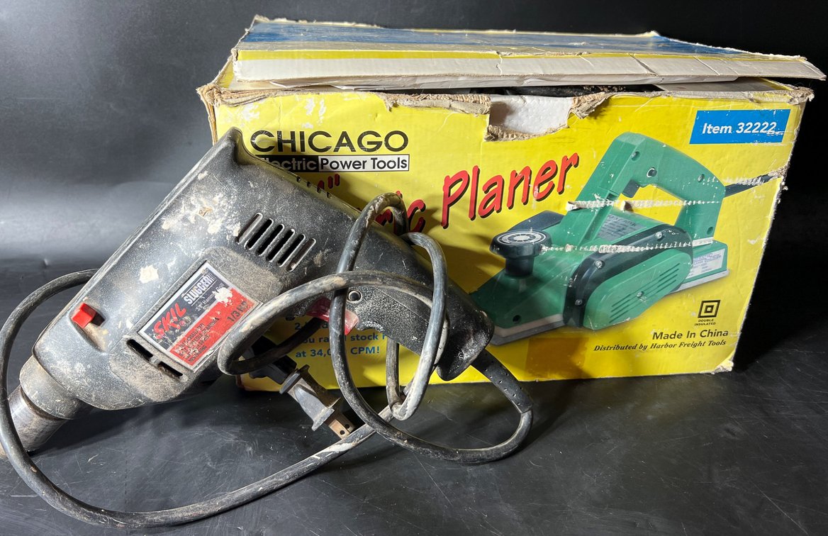 Chicago Electric 3-1/4-Inch Planer and Skil 3/8-Inch Hammer Drill