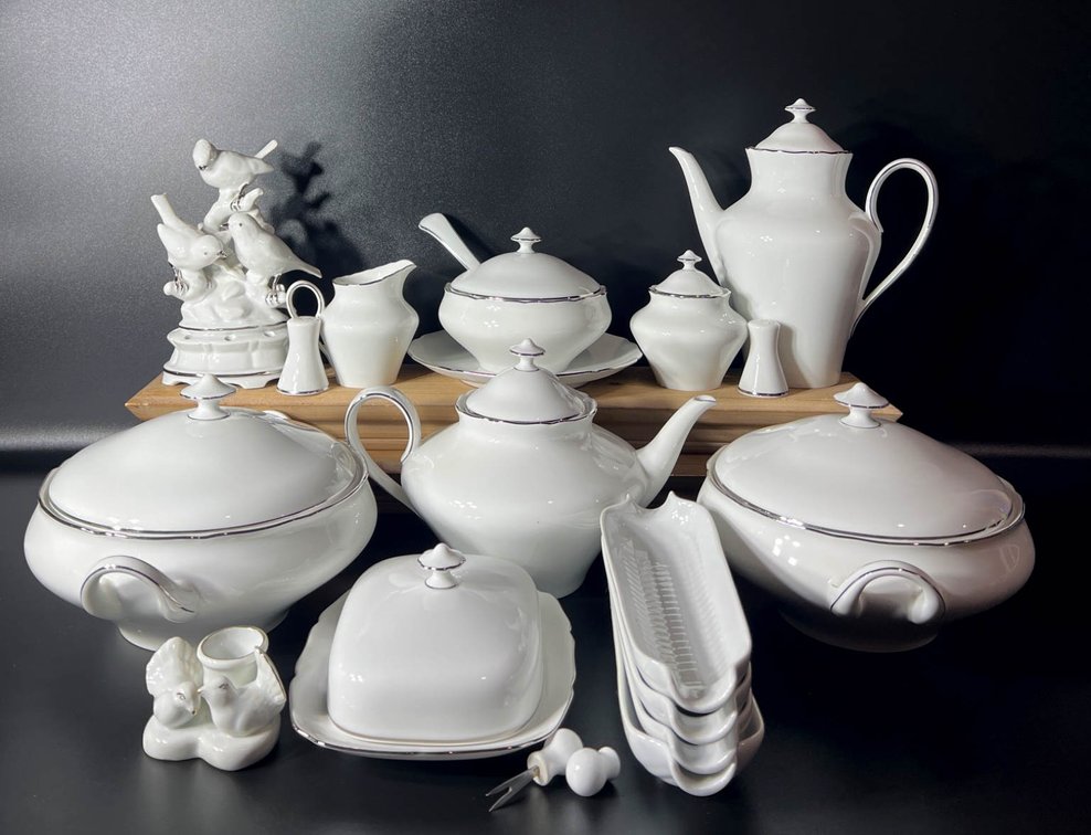 Hutschenreuther Porcelain Service with Silver Accents