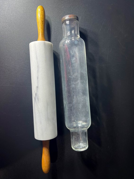 Marble Rolling Pin with Handles and Glass Rolling Pin with Metal Cap