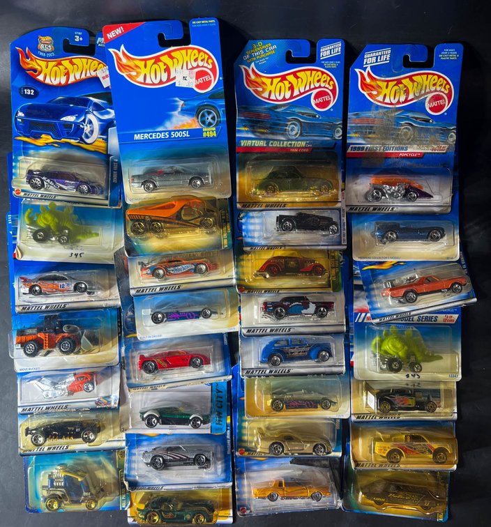 30 Mattel Hot Wheels Diecast Cars, Carded Assorted Series