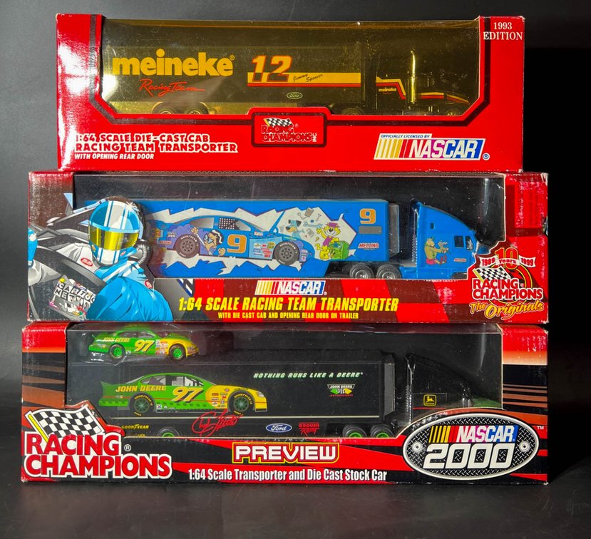 Racing Champions 1:64 Scale NASCAR Transporters and Cars Set