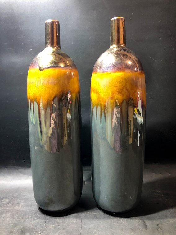 Ceramic Decorative Bottles with Multicolor Finish, 18 Inches