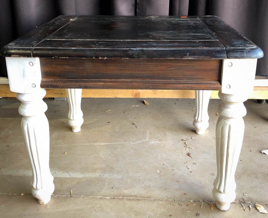 Rustic Wooden Table With White Turned Legs