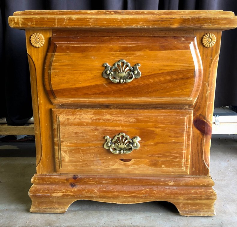 Two-Drawer Wooden Nightstand With Brass Handles