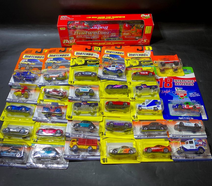 Matchbox Cars and Budweiser 1:64 Scale Racing Team Transporter