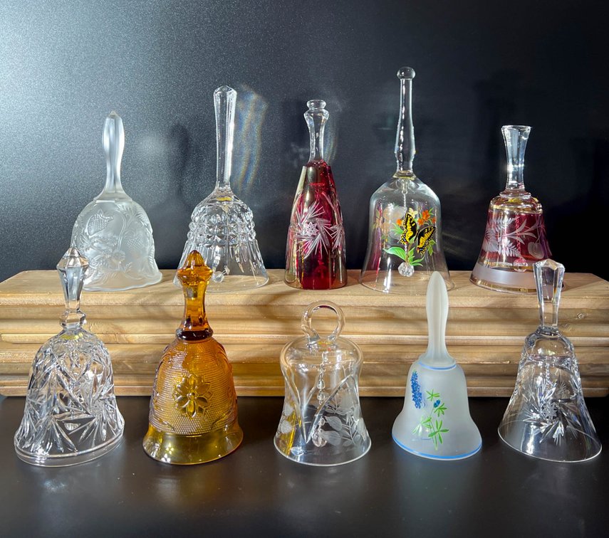 10 Decorative Glass Bells, Including Krosno Made in Poland