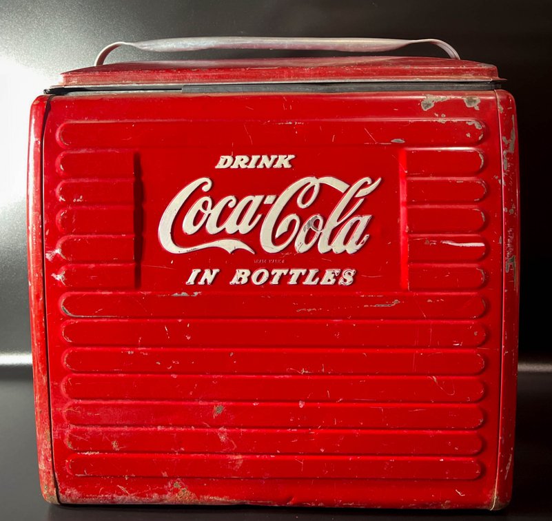 Vintage Coca-Cola Red Metal Cooler With Handle and Latch