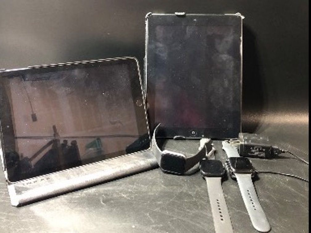 3 Smart Watches and 2 iPads (iPad 5th Gen and iPad 2 3G)