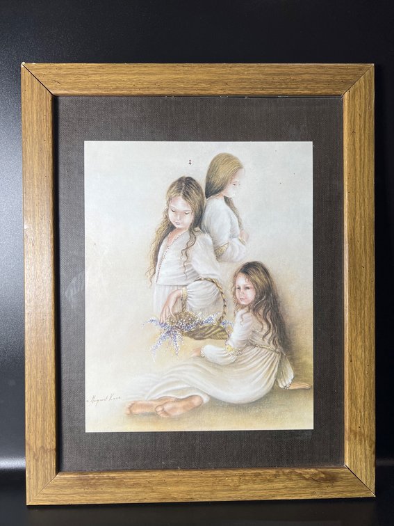 Framed Margaret Kane Print of Three Girls in White Dresses
