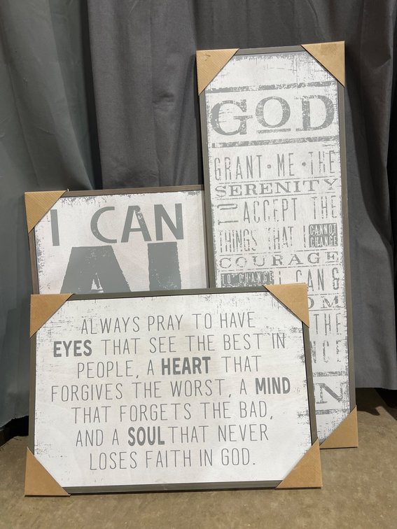 Three Inspirational Wall Art Signs with Religious Text