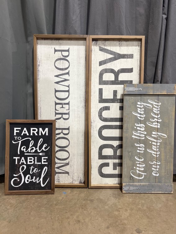 4 Wooden Decorative Wall Signs With Various Phrases