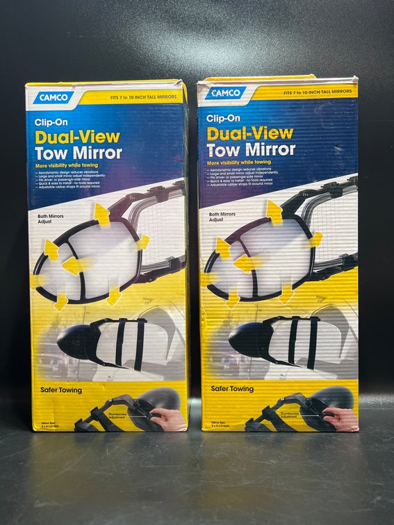 Camco Clip-On Dual-View Tow Mirrors, Set of Two