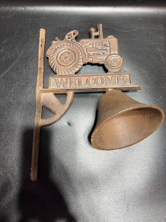 Cast Iron Wall-Mounted Welcome Bell with Tractor Design