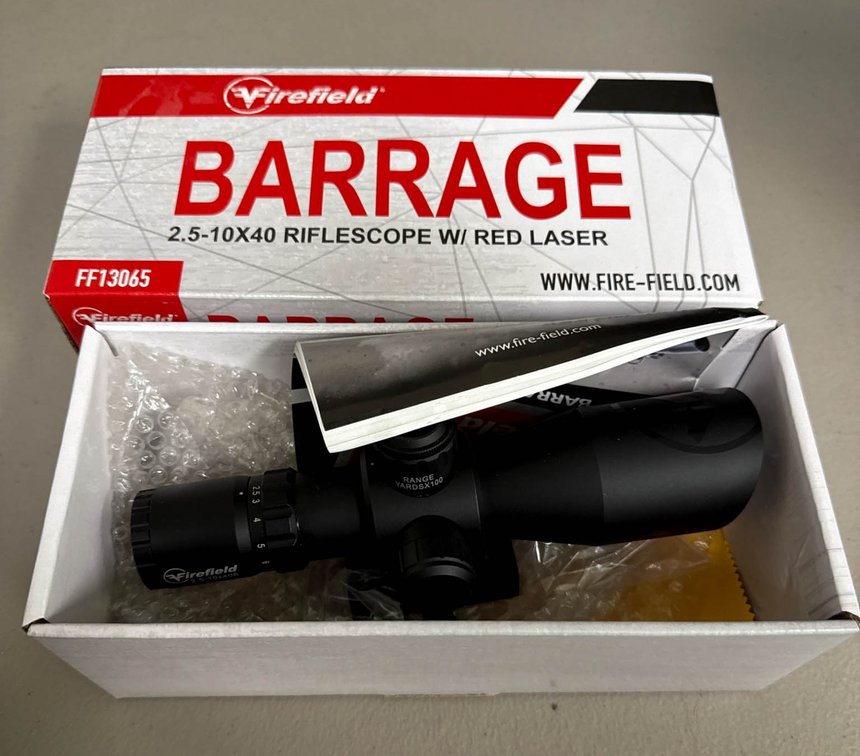 Firefield Barrage 2.5-10×40 Riflescope with Red Laser and Accessories