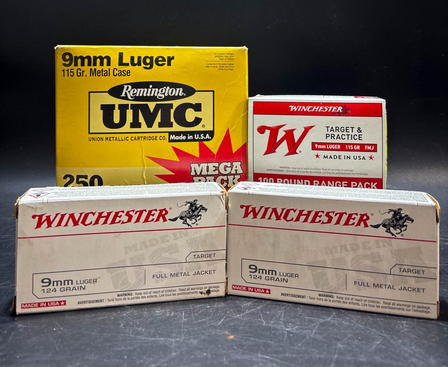 9mm Luger Ammunition Featuring Winchester and Remington UMC