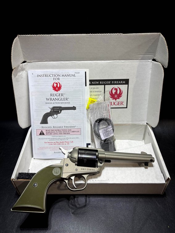 Ruger Wrangler .22 LR Revolver with Olive Drab Grip and Accessories