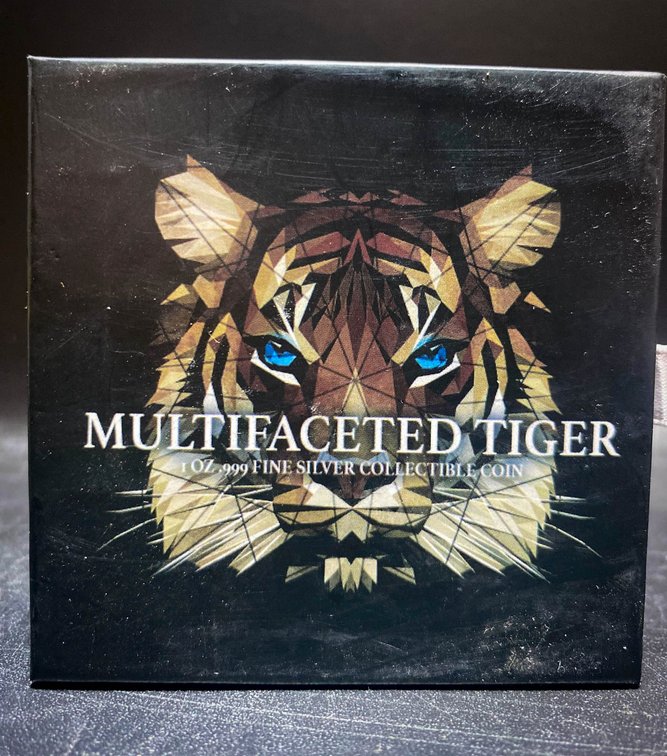 Multifaceted Tiger 1 oz Fine Silver Collectible Coin, Republic of Chad, 2022