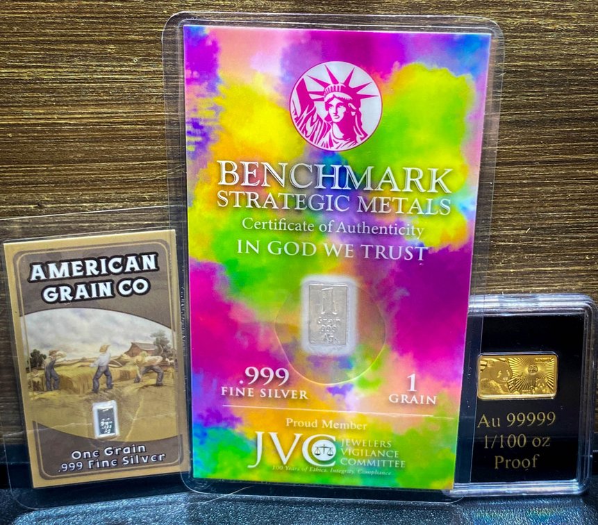 3 Items: Silver Grains and Solomon Islands Gold Proof Bar