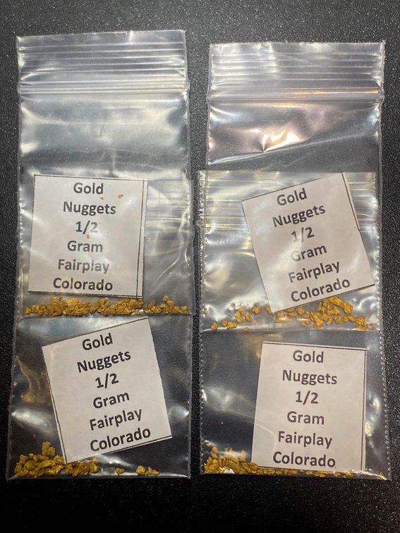4 Bags of 1/2-Gram Gold Nuggets from Fairplay, Colorado