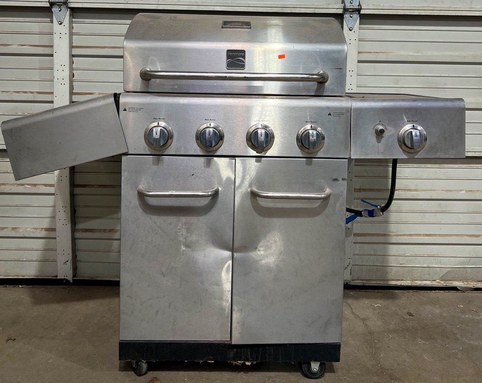 Kenmore Stainless Steel Gas Grill With Side Burner, 54x46x21 Inches